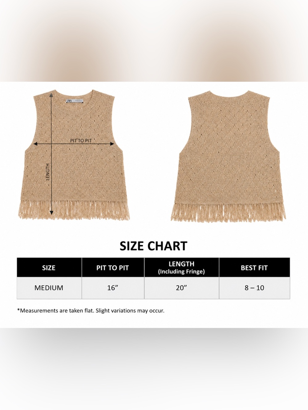 ZARA Metallic Fringe Knit Sweater Tank Top – Size Medium - Picture 5 of 5